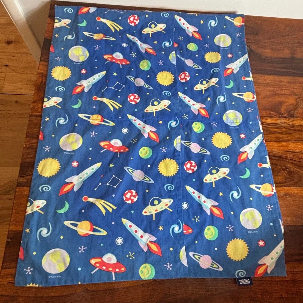 Wildkin Olive Kids‎ Space Rocket UFO Planets Blue Nap Pillowcase Envelope